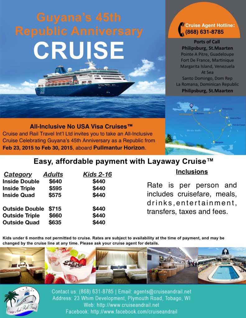Guyana 45th Anniversary Cruise Flyer Pullmantur Horizon